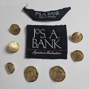 Jos A Bank Gold Tone Suit Blazer Buttons Metal Signature Collection Set of 7